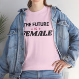 The Future Is Female feminist  light pink T-shirt styled with a denim jacket