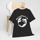 Two Woman wearing Mermaiding Is Life mermaid T-shirt