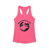 Hot Pink Mermaiding Is Life racerback tank top with black mermaid design