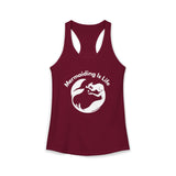 Maroon Mermaiding Is Life racerback tank top with white mermaid design